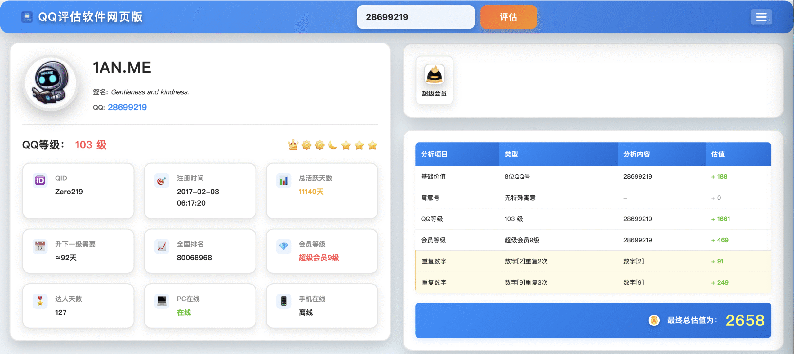QQ号价值评估源码【可用于直播圈礼物】-源码猫